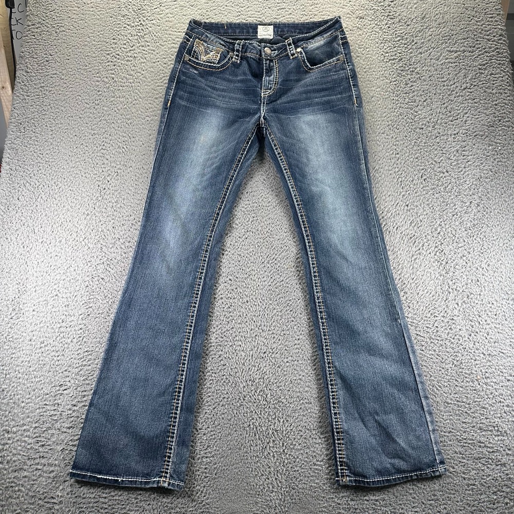 Realce Jeans Womens 30x34 Blue Cotton Denim Bootcut‎ Stretch Embroidered Western